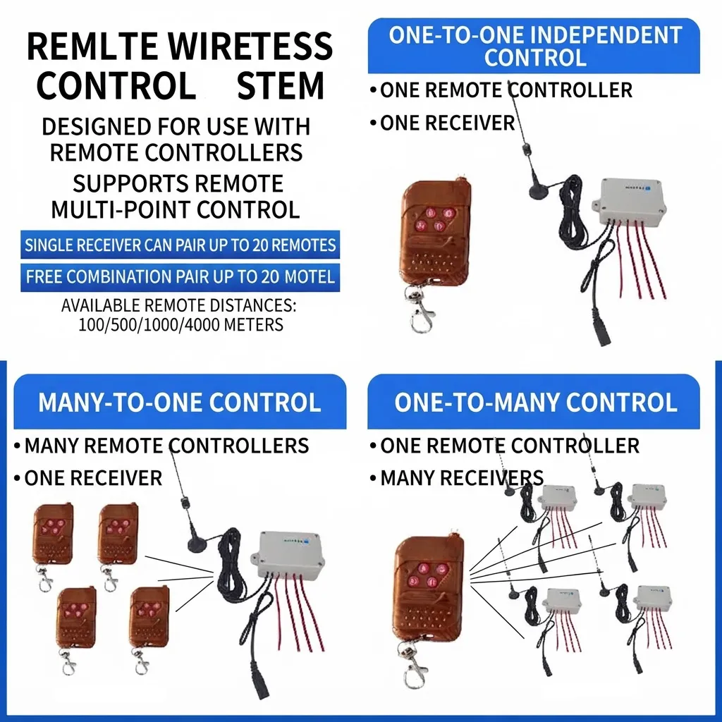1000m Remote Wireless Switch (Peer-to-Peer Transmission & Relay Output)