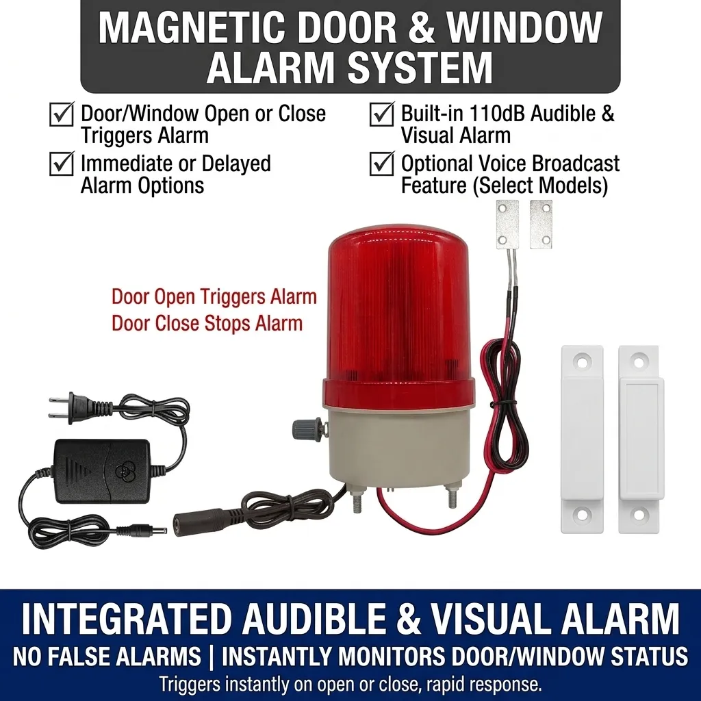 Magnetic Door & Window Alarm System / Integrated Audible & Visual Alarm