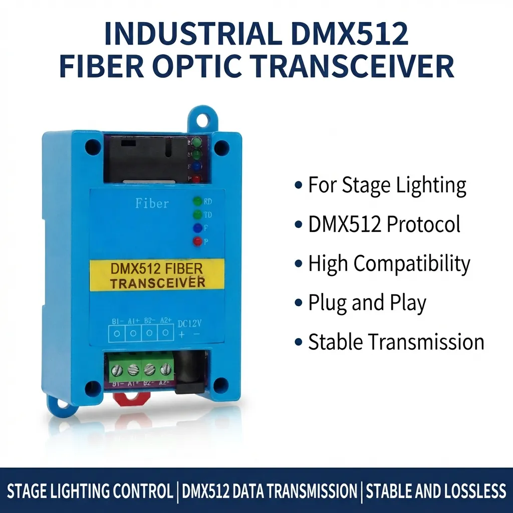 Industrial DMX512 Fiber Optic Transceiver